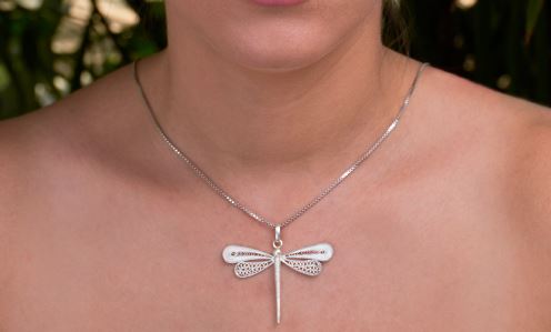 Dragonfly, Filigree Sterling Silver Pendant