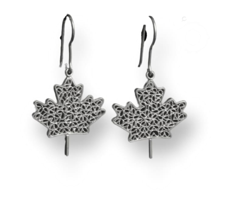 Maple leaf, Filigree Sterling Silver Earrings